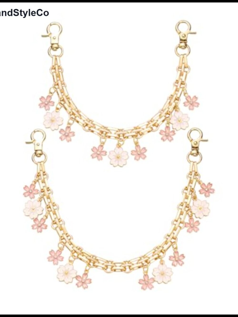Gold Iron Purse Chain Extender with Flower Charm Set of 2